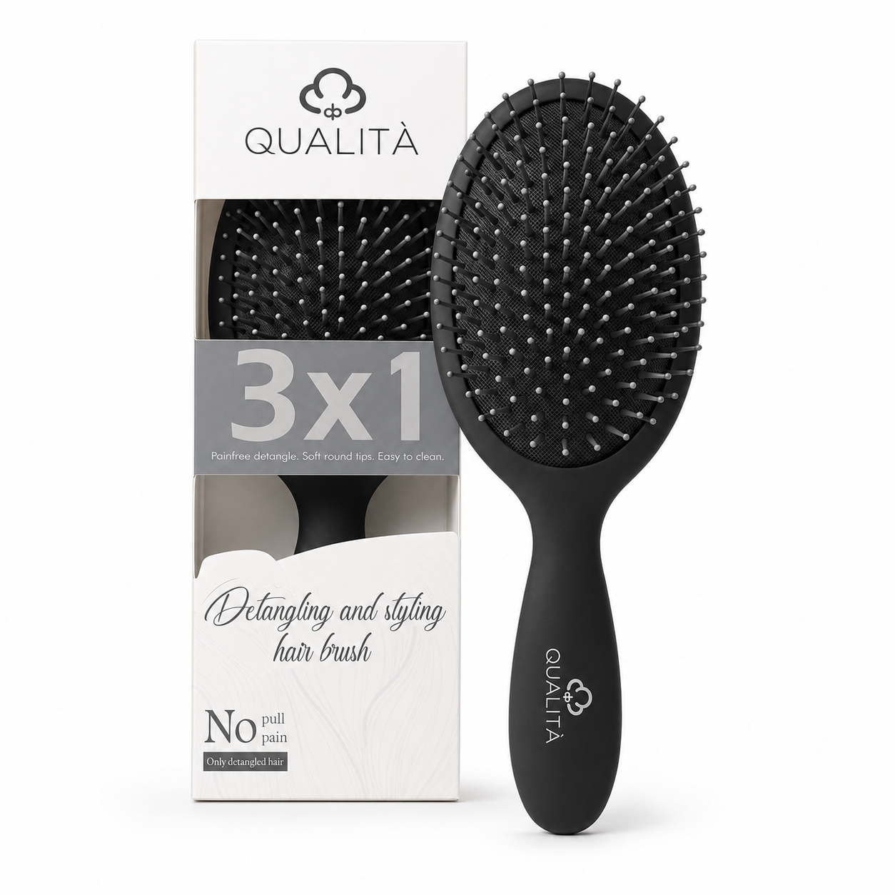 Qualita detangling and styling Hair Brush 3X1