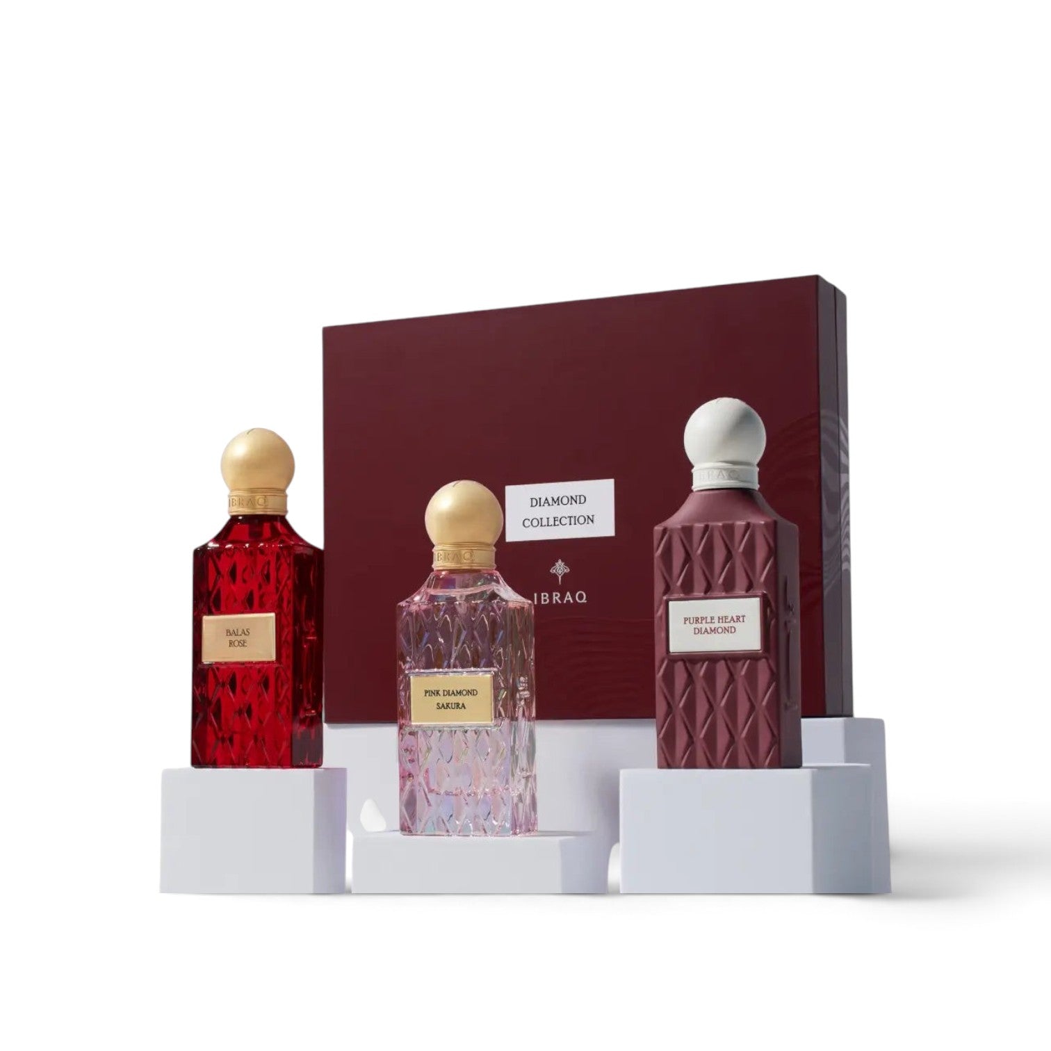 IBRAQ Maroon Diamond Set Eau De Parfum For Women - 3 × 75 Mli