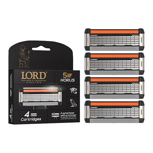 LORD Horus 5 Blade Razor Refills – 4 Cartridges for Smooth, Close Shave