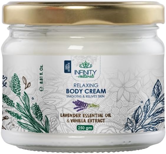 Infinity Naturals Relaxing Body Cream Lavender Essential Oil & Vanilla Extract 250gm