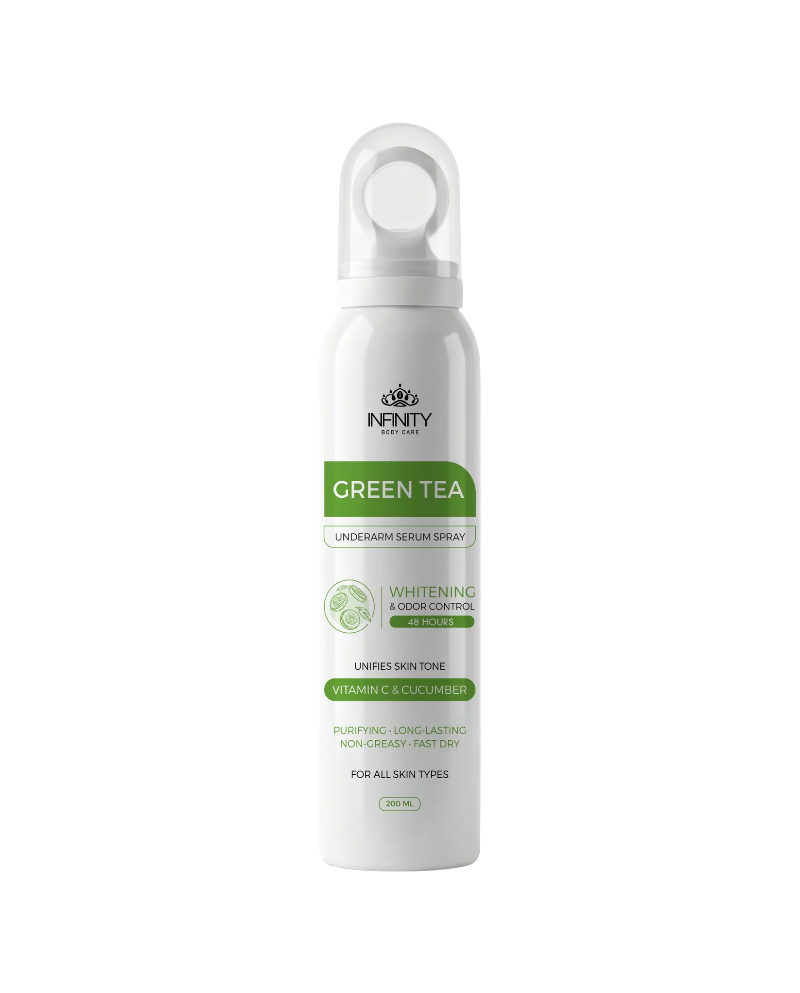 Infinity Underarm Serum Spray Green Tea & Cucumber 200 Ml