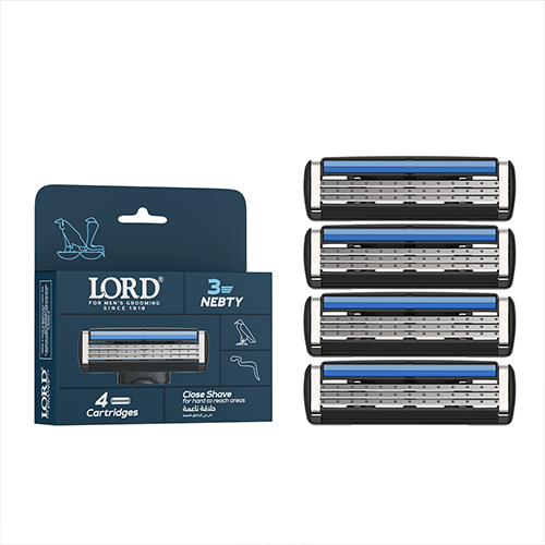 LORD Nebty 3 Blade Razor Refills – 4 Cartridges for Daily Shaving