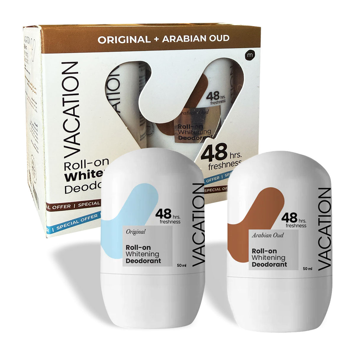 Vacation Roll-On Whitening Deodorant (Offer 1+1) Original + Arabian Oud 50 ml