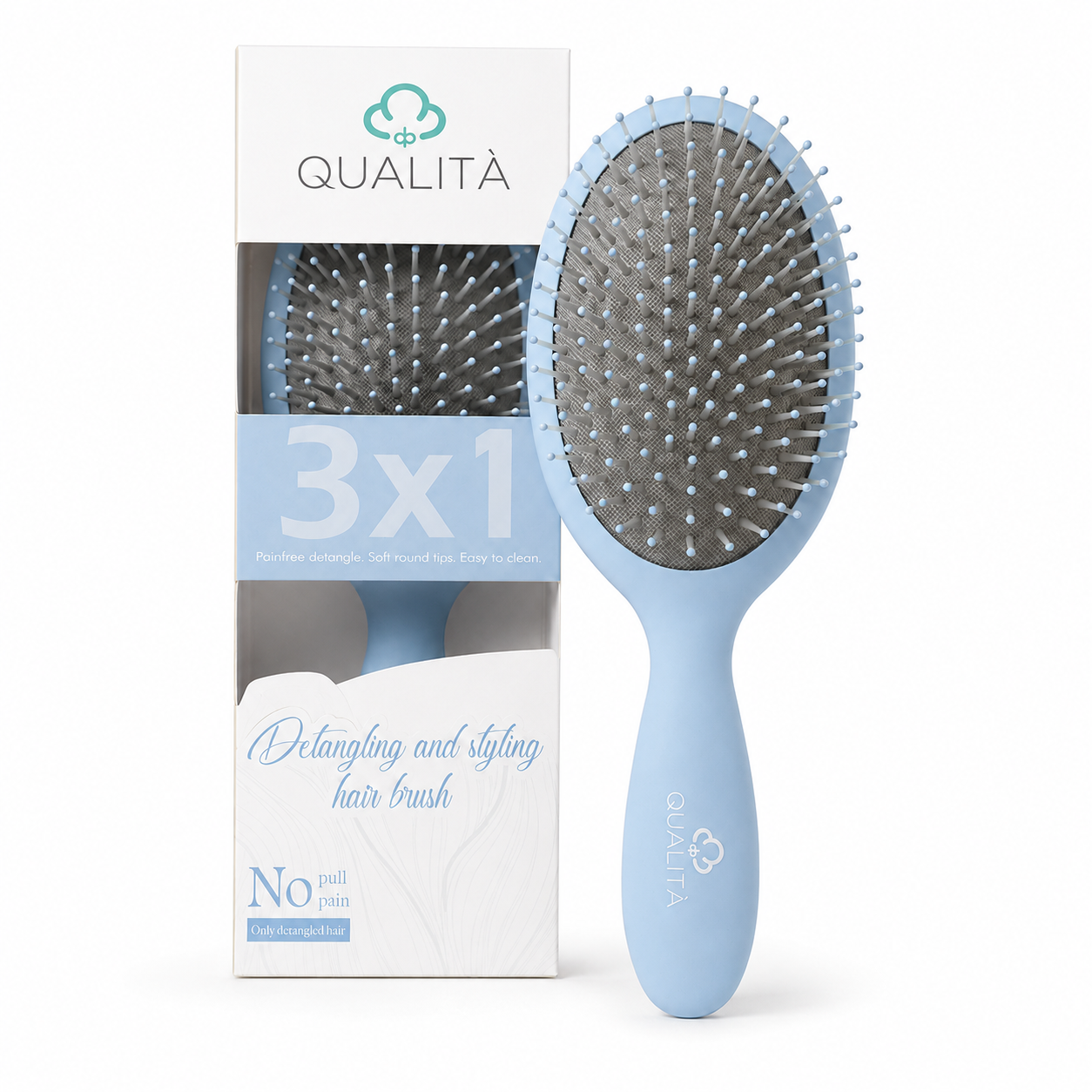 Qualita detangling and styling Hair Brush 3X1