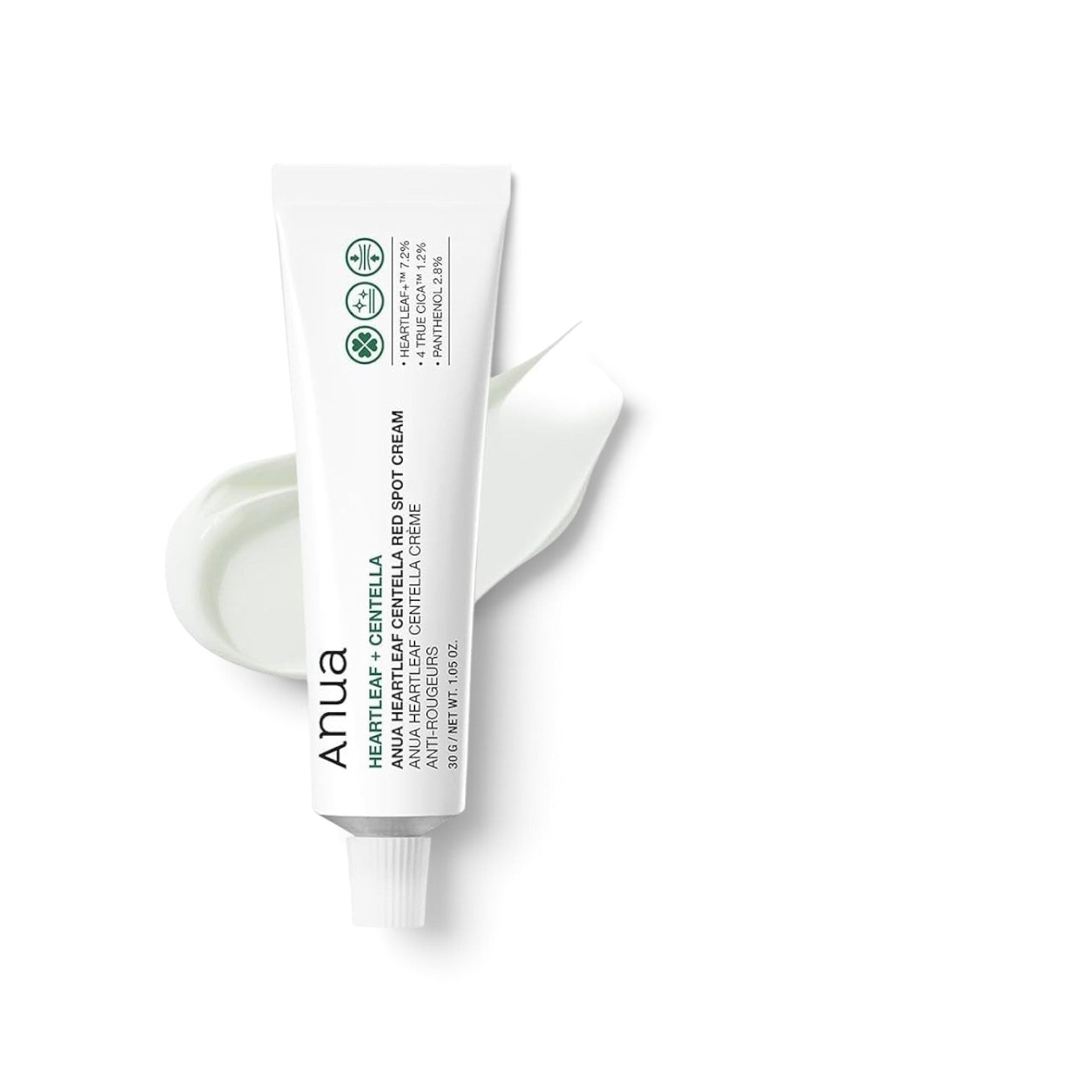 likemoon.shop ANUA Heartleaf Centella Red Spot Cream in a 30g white tube with soothing skincare ingredients