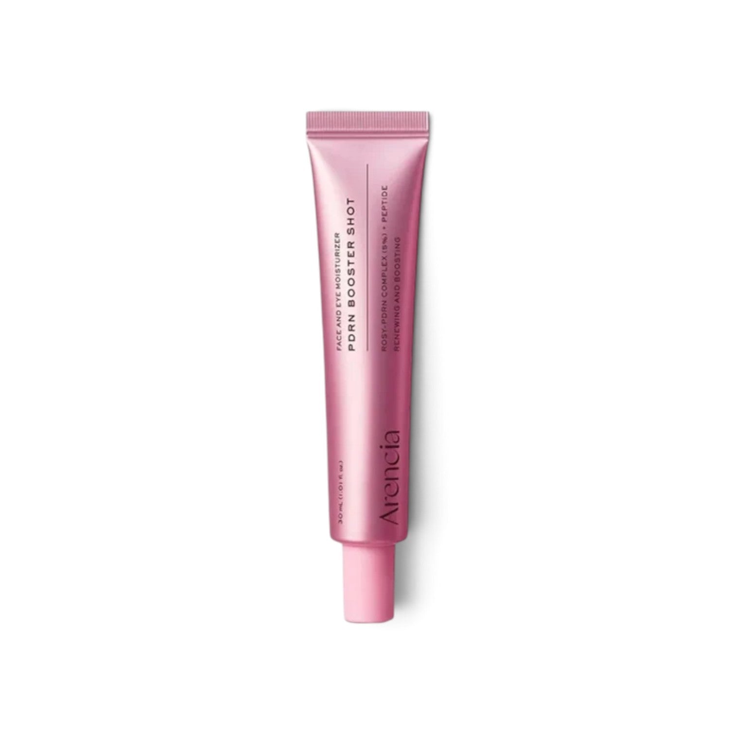 likemoon.shop Arencia PDRN Booster Shot face and eye moisturizer in a metallic pink 30ml squeeze tube