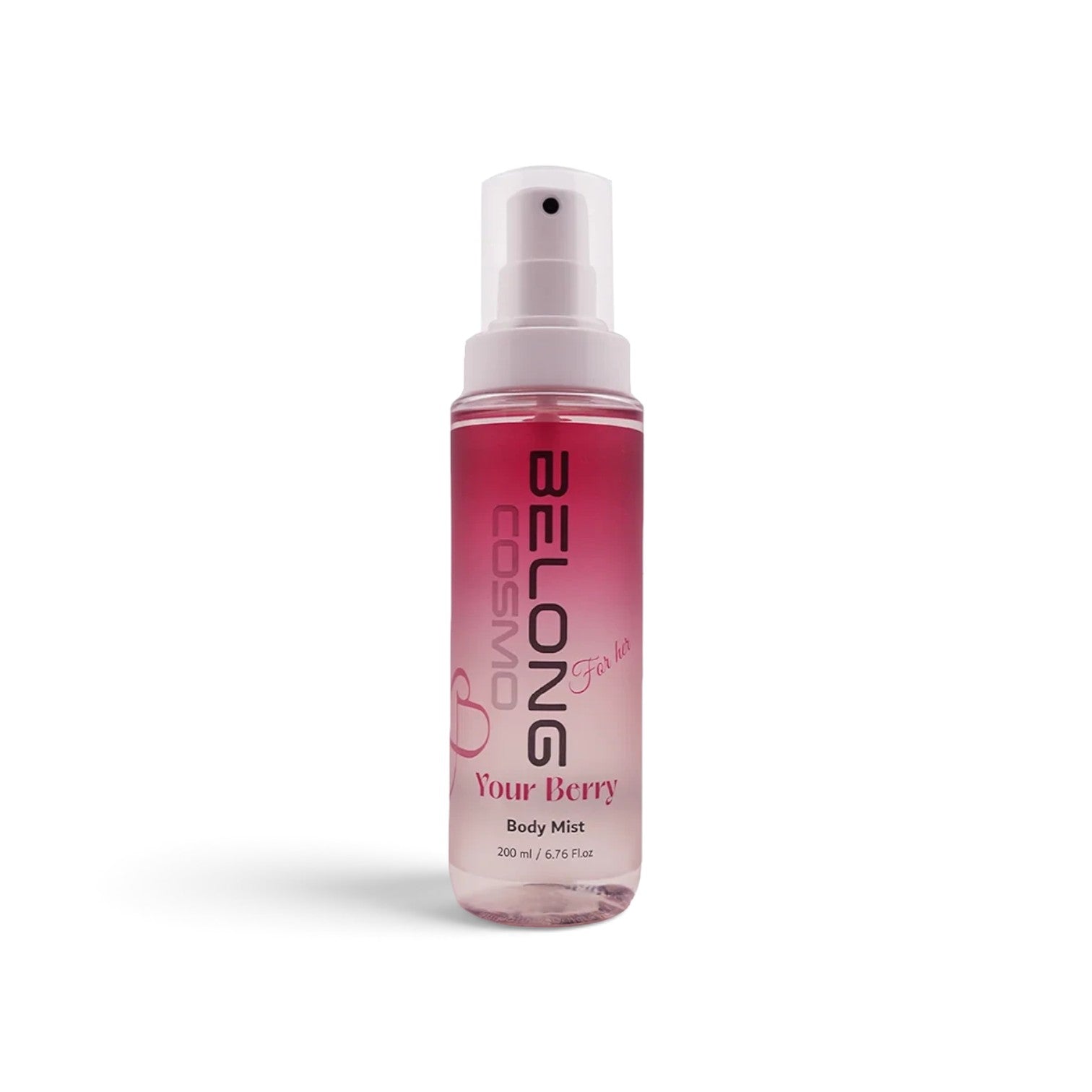 likemoon.shop BELONG COSMO Your Berry body mist in a 200ml spray bottle with a pink gradient design