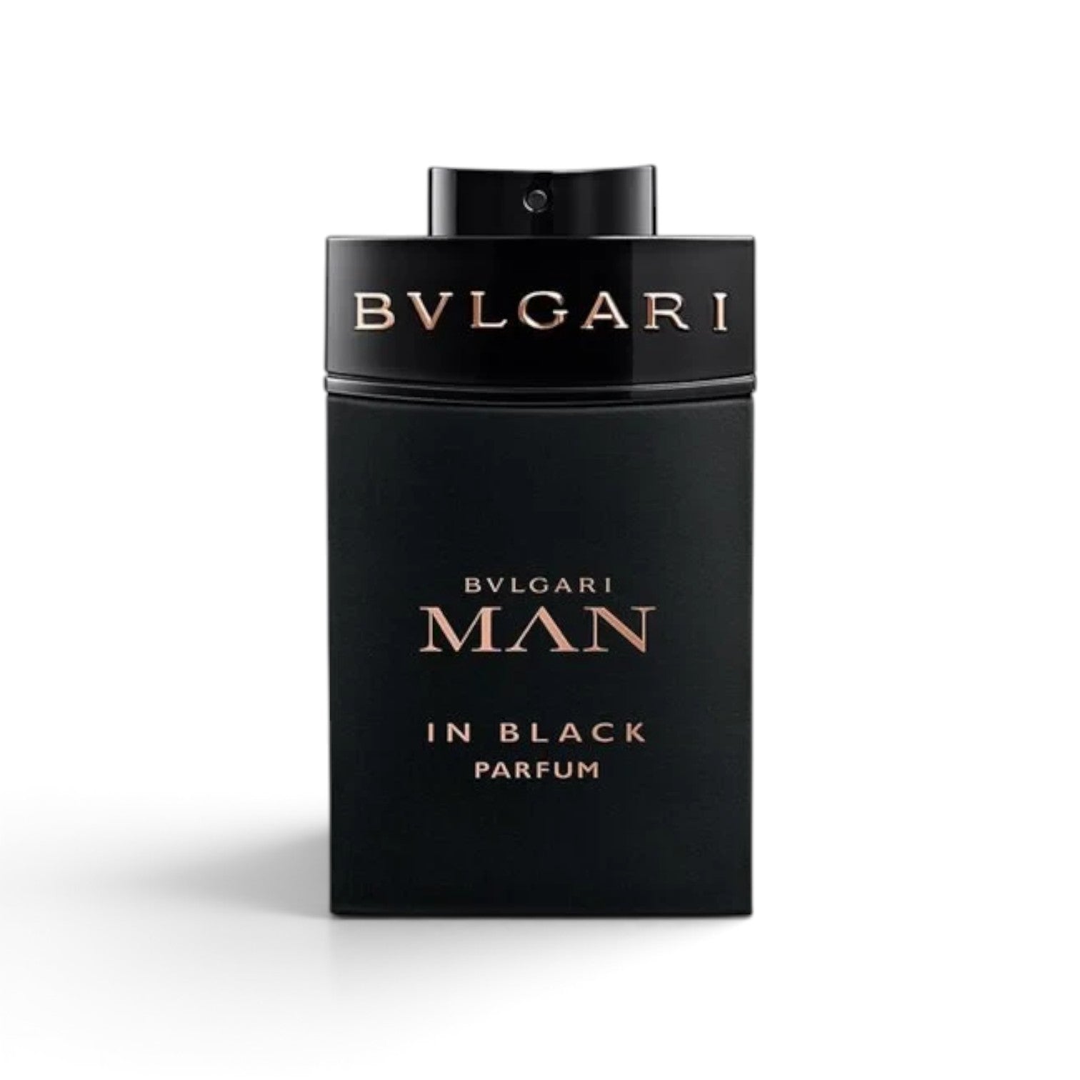 likemoon.shop Bvlgari Man In Black Parfum for men in a sleek matte black 100ml bottle with gold lettering.