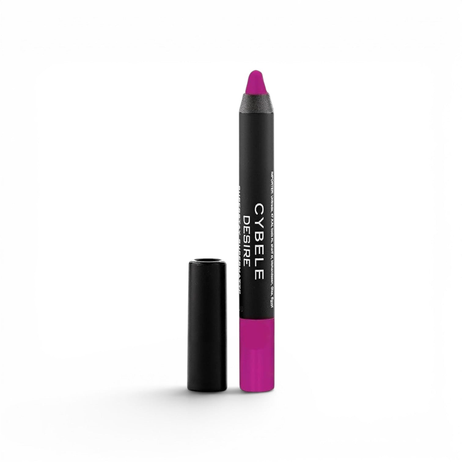 likemoon.shop matte finish long-lasting lip crayon in vibrant fuchsia pink with a sleek black twist-up applicator