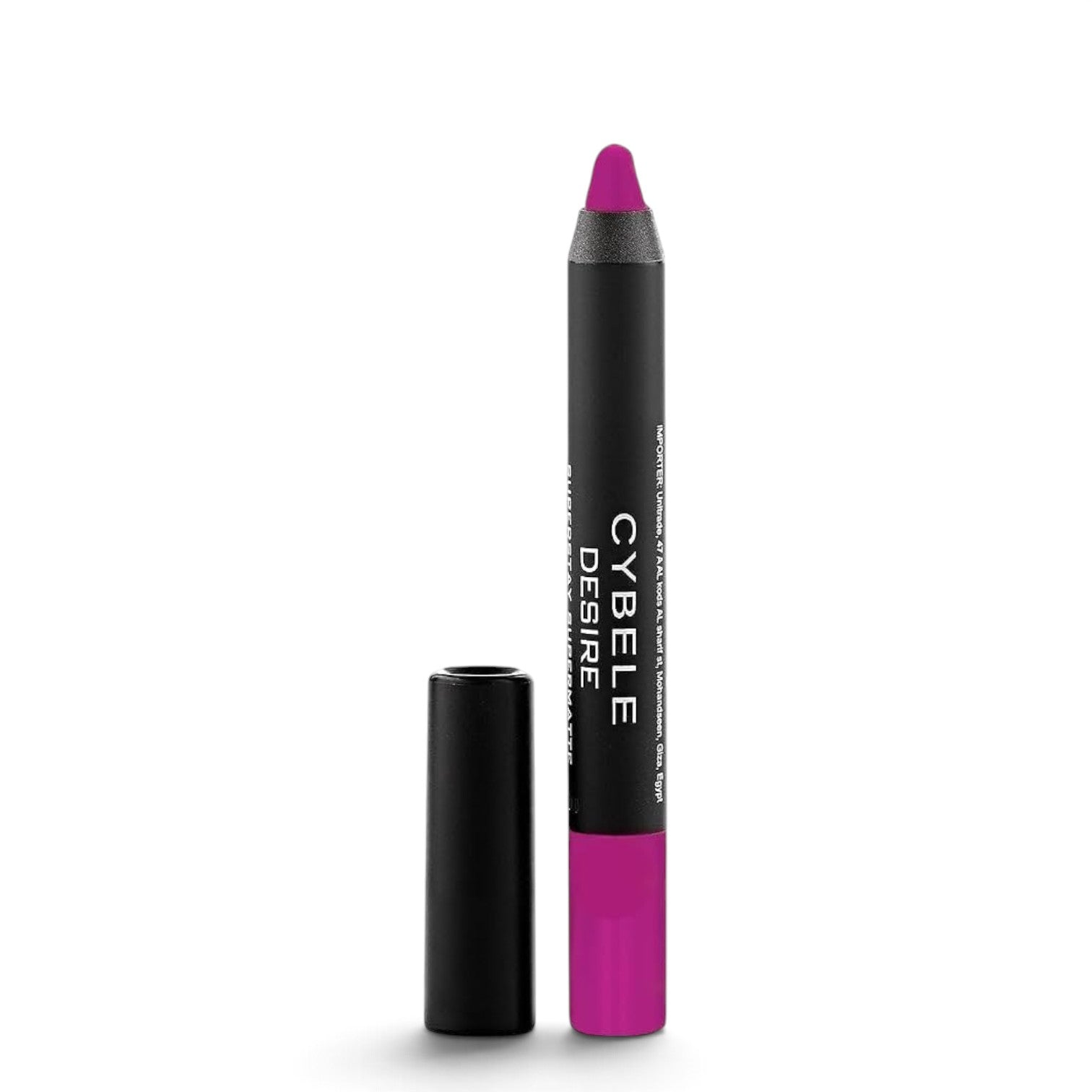 likemoon.shop matte finish long-lasting lip crayon in vibrant fuchsia pink with a sleek black twist-up applicator