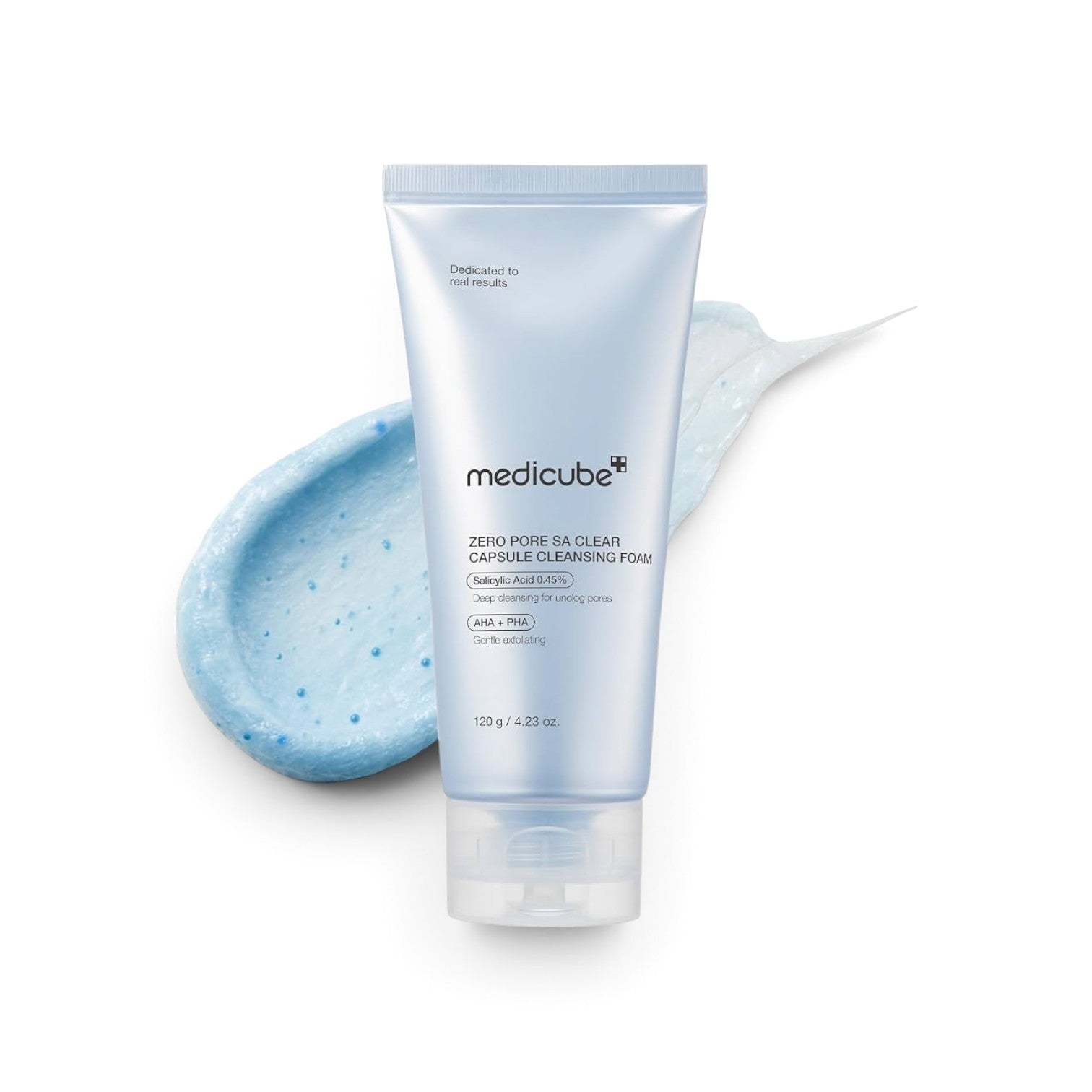 likemoon.shop MEDICUBE Zero Pore Clearing Capsule Cleansing Foam with blue exfoliating beads on a white background