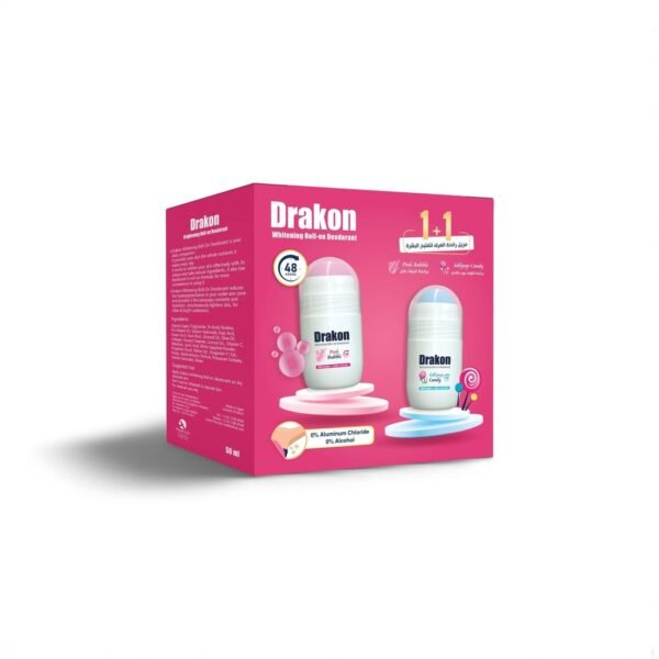Drakon Whitening Roll On Deodorant Pink Bubble 50 ml + Drakon Whitening Roll On Deodorant Lollypop Candy 50 ml Promo Pack